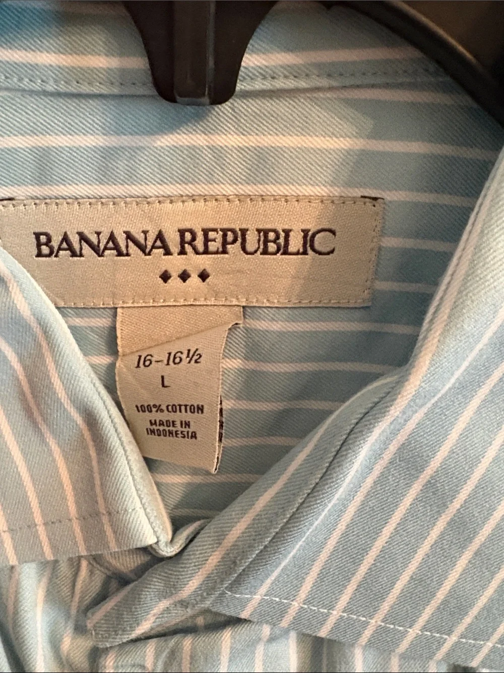 Banana Republic Light Blue and White Striped Dress Shirt